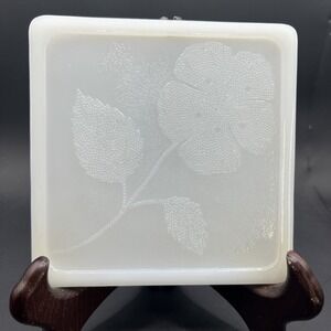 Vintage McKee Milk Glass Trivet Embossed Poppy Flower